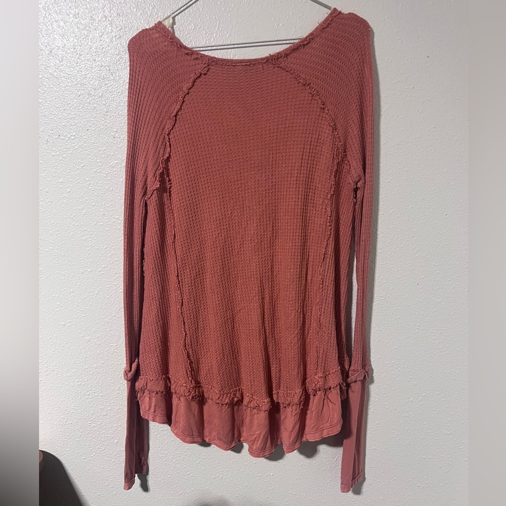 We The Free Rust V-Neck Long Sleeve Blouse - Picture 3 of 3